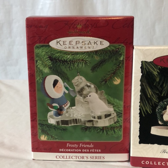 Frosty Friends Hallmark 1994 Frosty’s Wreath 15th in series; 2000 Ice Sculpting - Picture 3 of 6